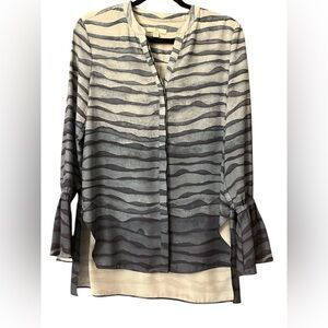 Halston blue stripe ombré dyed blouse